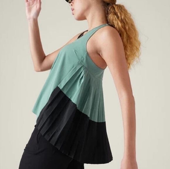 ATHLETA Swing Forward Pleated Tank in Teal Green - Picture 6 of 7